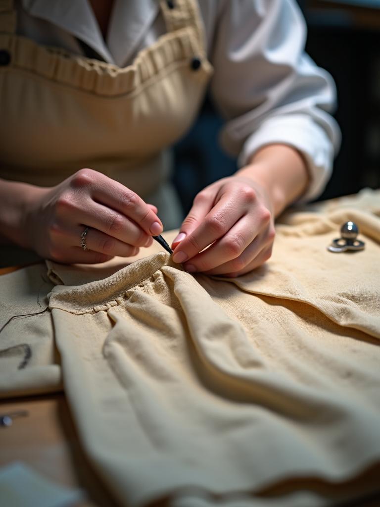 Restauration d'un vêtement ancien du patrimoine textile
